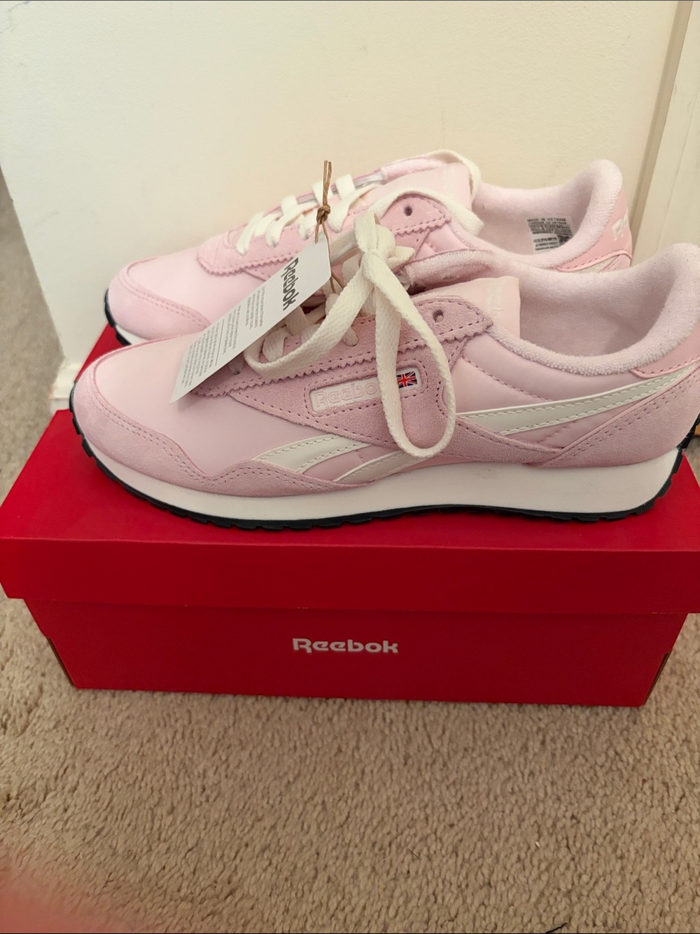 Reebok Pink and White Retro Runner Sneakers